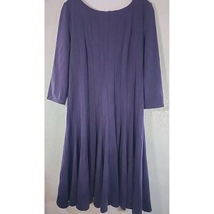 Coldwater Creek Grape Purple 3/4 sleeve pleated dress Women Size 12, Spring Fall